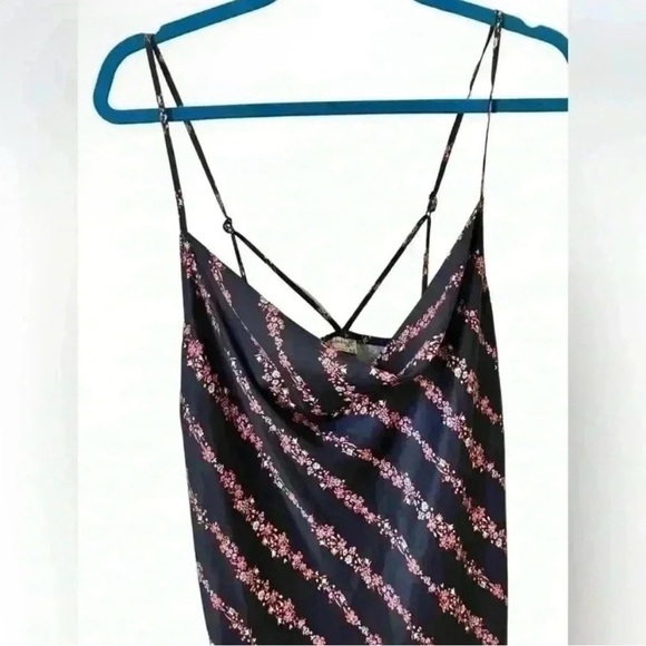 Free People Floral Black Satin Spaghetti Strap Mini
Slip Dress Y2K - Picture 2 of 7
